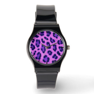 Rosa Violet Leopard Animal Print Skin Mönster Armbandsur