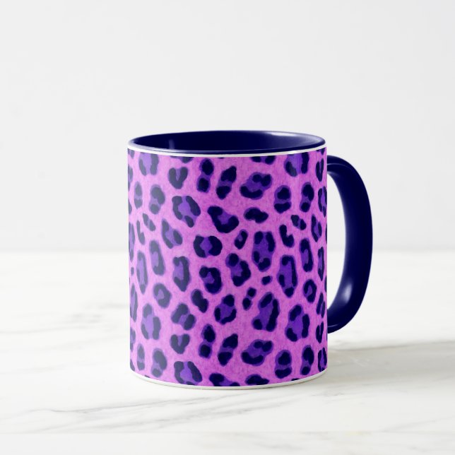 Rosa Violet Leopard Animal Print Skin Mönster Mugg (Framsida höger)