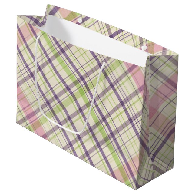  Rosa Violet Lila Lime Green Tartan Mönster (Framsidan Vinklad)