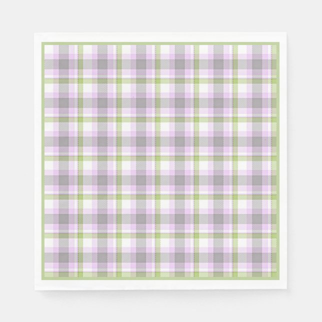 Rosa Violet Lila Lime Green Tartan Play Pappersservett (Framsidan)