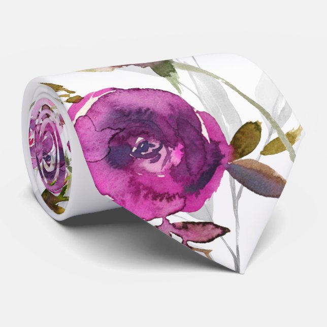 Rosa Violet Peony Grått Garden Wedding Slips (Rullad)