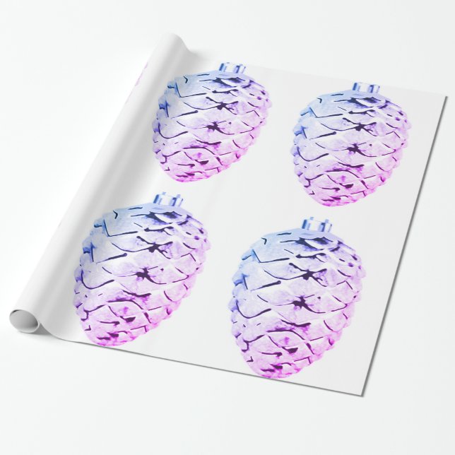 Rosa Violet Pinecones Wrapping Papper Presentpapper (Utrullad)