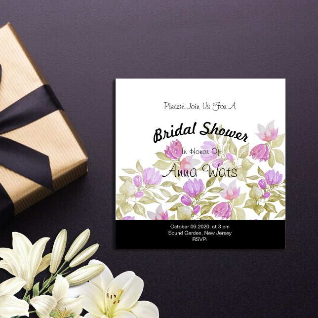 Rosa Violet Watercolor Flowers Handmålade (Skapare uppladdad)