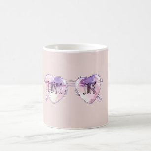 Rosa Violetta Hjärtformade Glasögon Kärlek Glädje Kaffemugg