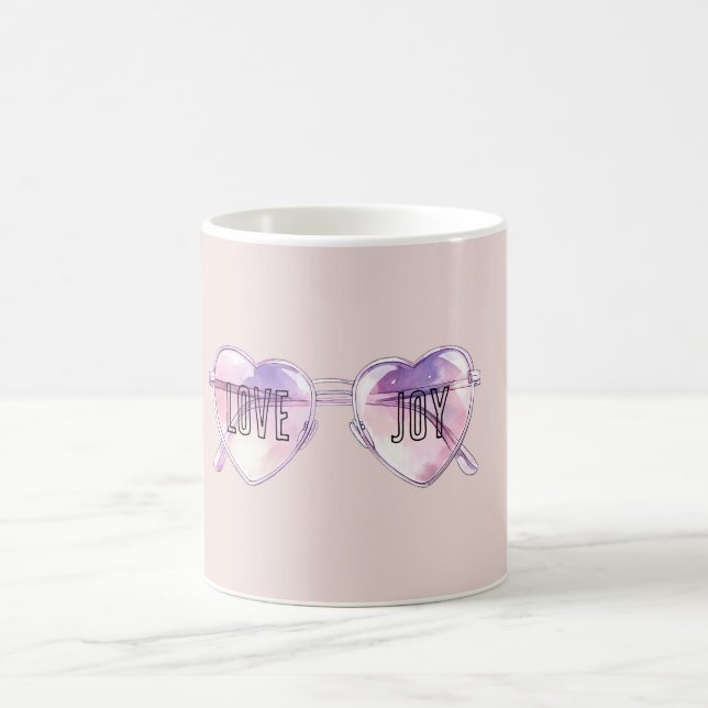 Rosa Violetta Hjärtformade Glasögon Kärlek Glädje Kaffemugg (Center)