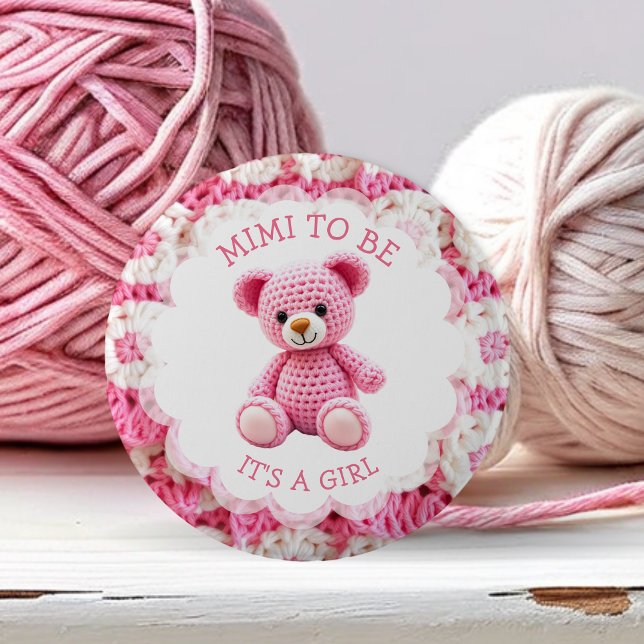 Rosa virkad teddybjörn | Mimi på väg Knapp (Skapare uppladdad)