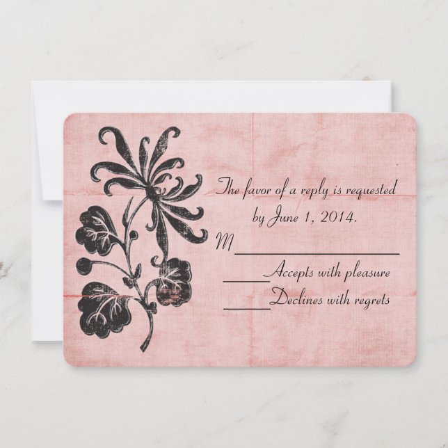 Rosa virrig RSVP Inbjudningar (Framsida)