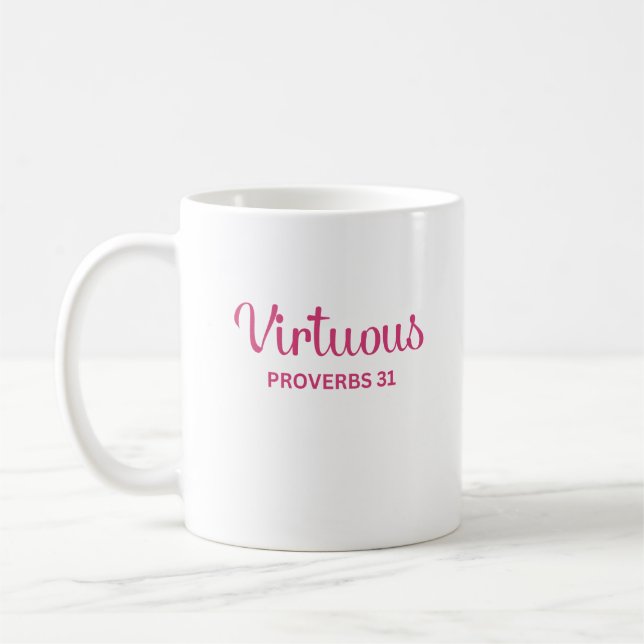 Rosa Virtuous Woman Proverbs 31 Coffee Mugg (Vänster)