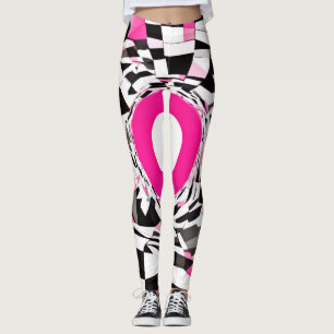 Rosa Virvel: En Rutig Nedstigning Leggings
