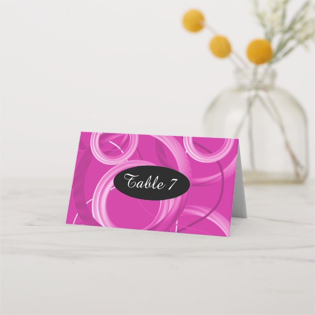 Rosa virvelbord sittnummer platskort placeringskort (Framsida)