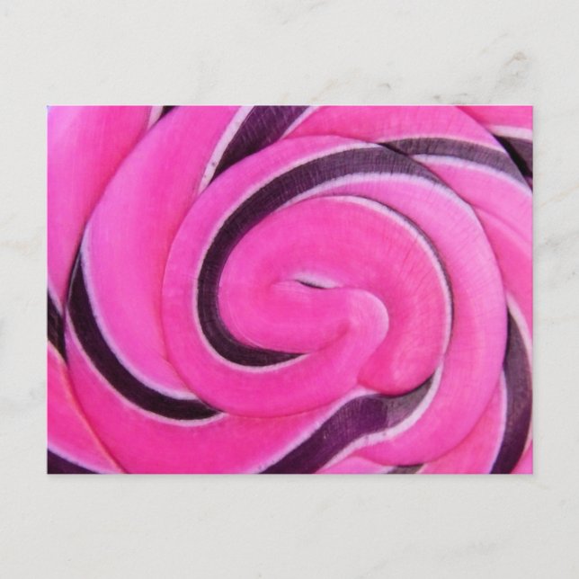 Rosa virvlande lolly vykort (Framsida)