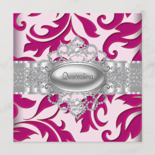 Rosa virvlar Quinceanera-inbjudningar Inbjudningar