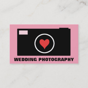 Rosa visitkort för kamerabröllopfotografi