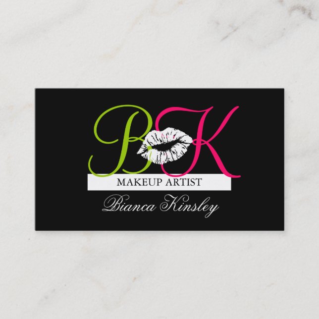 Rosa visitkortar för Monograms för Makeupkonstnär Visitkort (Framsida)