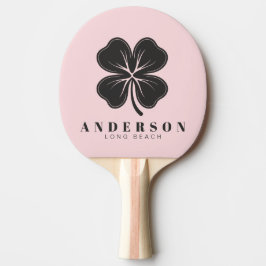 Rosa viskning och svart fyrklöver med namn pingisracket