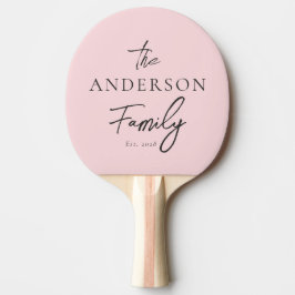 Rosa viskning och svart handskriven familjenamn pingisracket