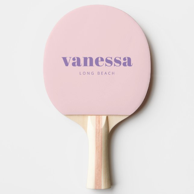 Rosa viskning och svart minimal modern klassisk na pingisracket (Framsidan)