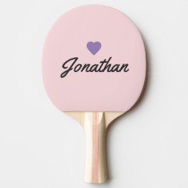 Rosa viskning och svart vintage PR-hjärtsignatur Pingisracket