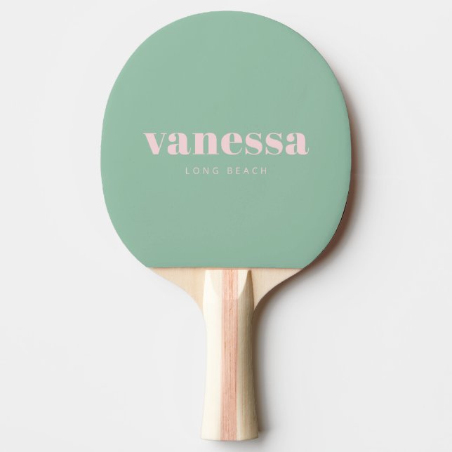 Rosa viskning Omvänd Minimal Modern Klassisk Namn Pingisracket (Framsidan)