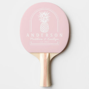 Rosa viskning Pineapple Bröllopsbåge & Namn Pingisracket