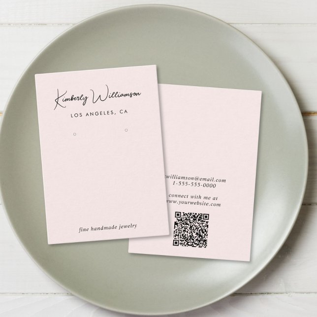 Rosa Visning Card för avläsning av QR-kod för chic Visitkort (Empower your name in our signature script as your logo and brand identity)