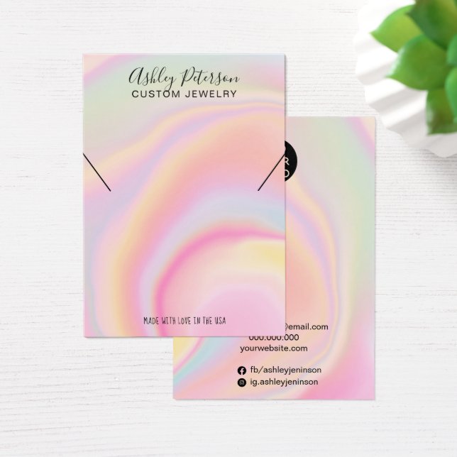 rosa visning för chic av juvelerarhalsband för reg visitkort (Skivbord)