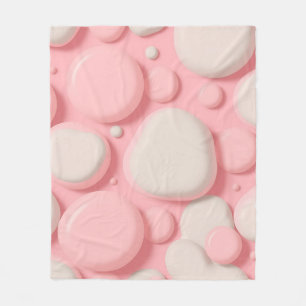 Rosa vit 3D-bubbelmönster Mjuk pastell abstrakt Fleecefilt