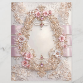 Rosa Vit Antik Junk Journal Scrapbookpapper