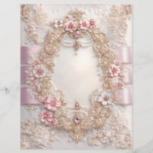 Rosa Vit Antik Junk Journal Scrapbookpapper