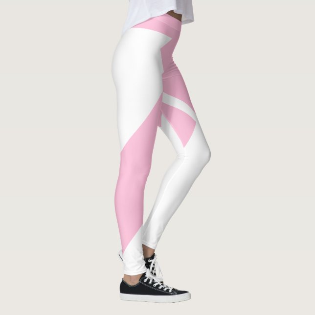 Rosa + Vit asymmetrisk Geo Leggings (Höger)