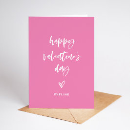 Rosa | Vit Avslappnad-skript och Heart Valentine Helgkort
