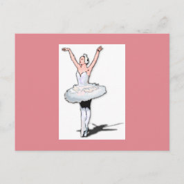 Rosa & Vit Balettdansare Ballerina Flicka Vykort
