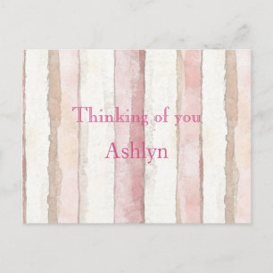 Rosa Vit Beige Ränder Tänker på dig Vykort