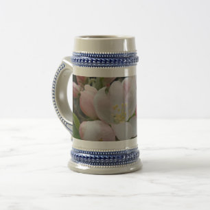 Rosa & vit blomma Grått /Blue 22 oz Stein Sejdel