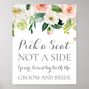 Rosa Vit blomma Plocka ett säte som inte är ett si Poster