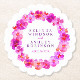 Rosa vit blomma: vattenfärgskonst underlägg papper