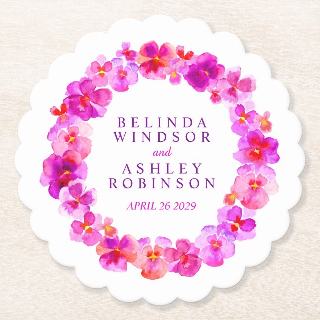 Rosa vit blomma: vattenfärgskonst underlägg papper (Framsida)