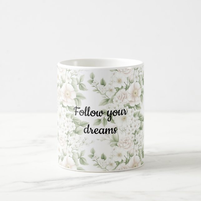 Rosa vit blommig kaffemugg (Center)