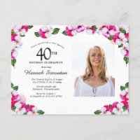 Rosa Vit Blommigt 40 födelsedagar