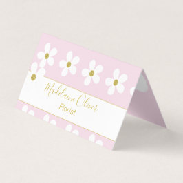 Rosa Vit Blommigt Daisy Florist Professionell Visitkort