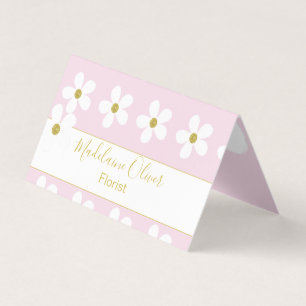 Rosa Vit Blommigt Daisy Florist Professionell Visitkort