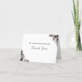 Rosa & vit Blommigt Monogrammed tackkort