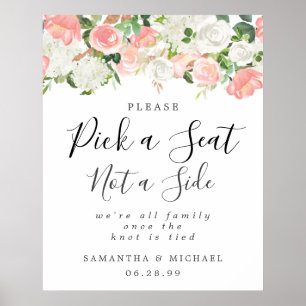 Rosa Vit Blommigt Plocka A Säte inte sida vid Bröl Poster