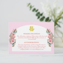 Rosa vit blomsterbåge kinesiska bröllopsdetaljer