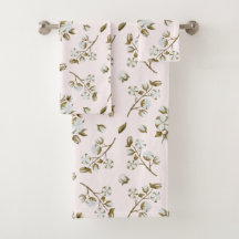  Rosa Vit bomullsfärg Stem Watercolor