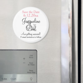 Rosa vit bröllop Spara datumet Magnet