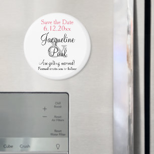 Rosa vit bröllop Spara datumet Magnet