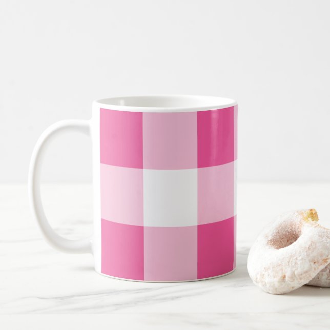 Rosa Vit Buffalo Rutkontroll  Kaffemugg (Med munk)
