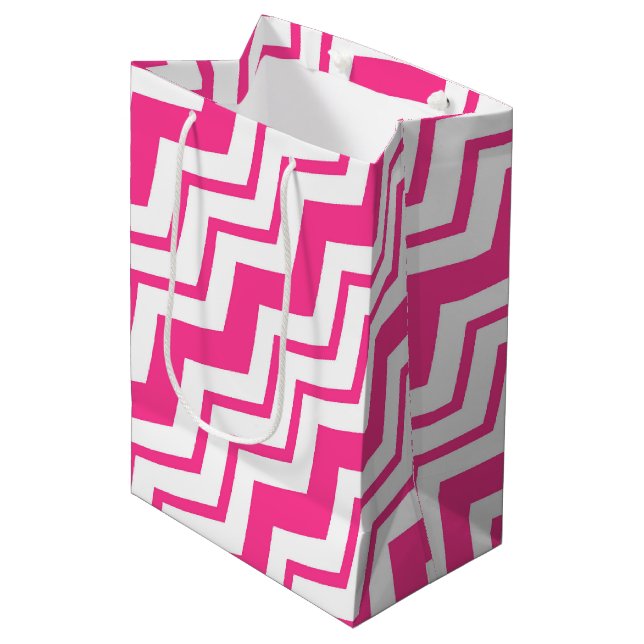 Rosa vit Chevron sicksack mönsterdesign  (Framsidan Vinklad)