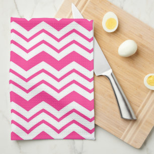 Rosa vit Chevron sicksack mönsterdesign Kökshandduk